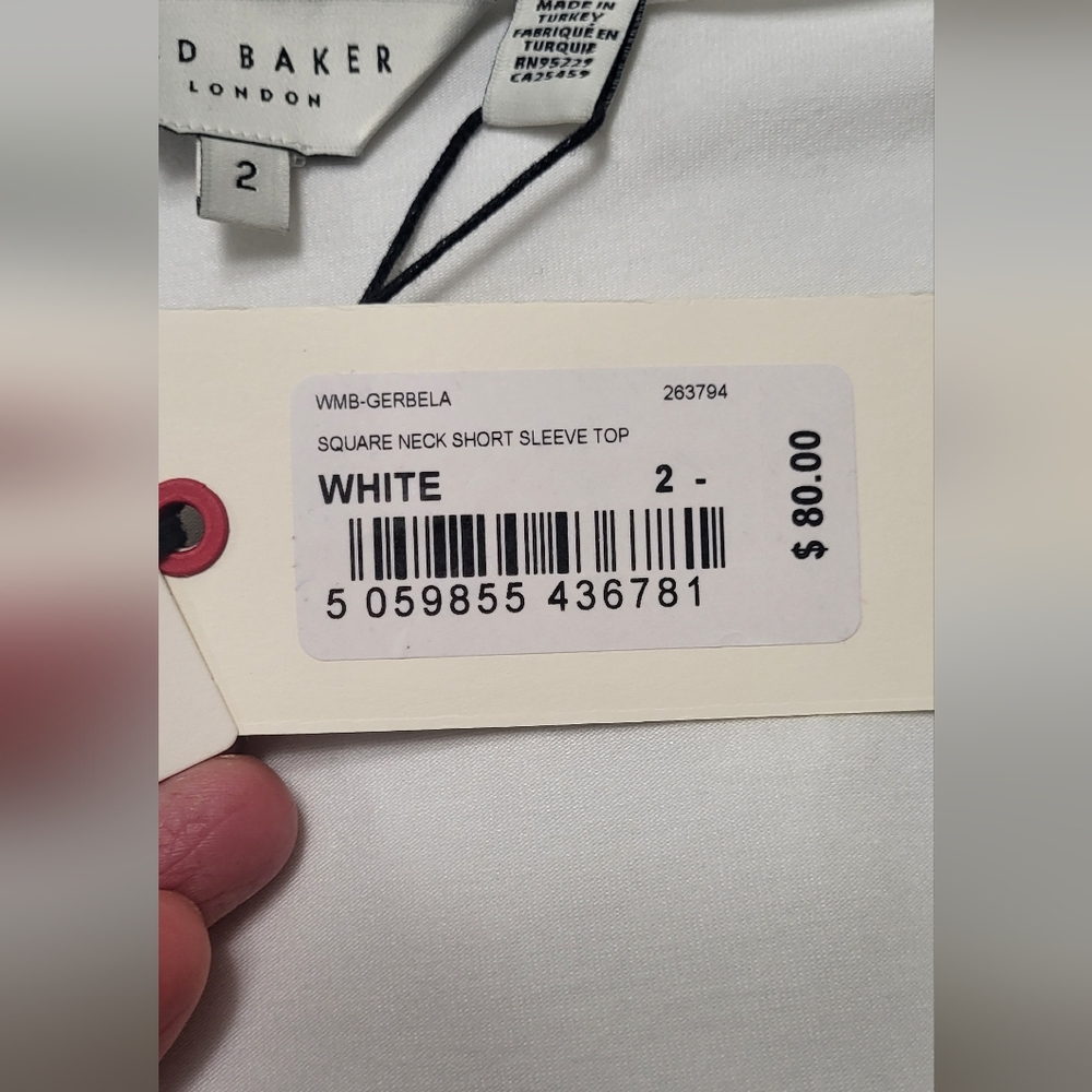 Ted Baker White Fitted T-Shirt with Short Sleeves - Picture 9 of 11